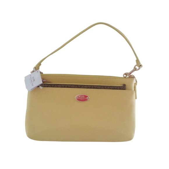 New with Tag Coach 2 in 1 Leather Yellow Signature Pop Pouch Wristlet Set - Picture 2 of 7